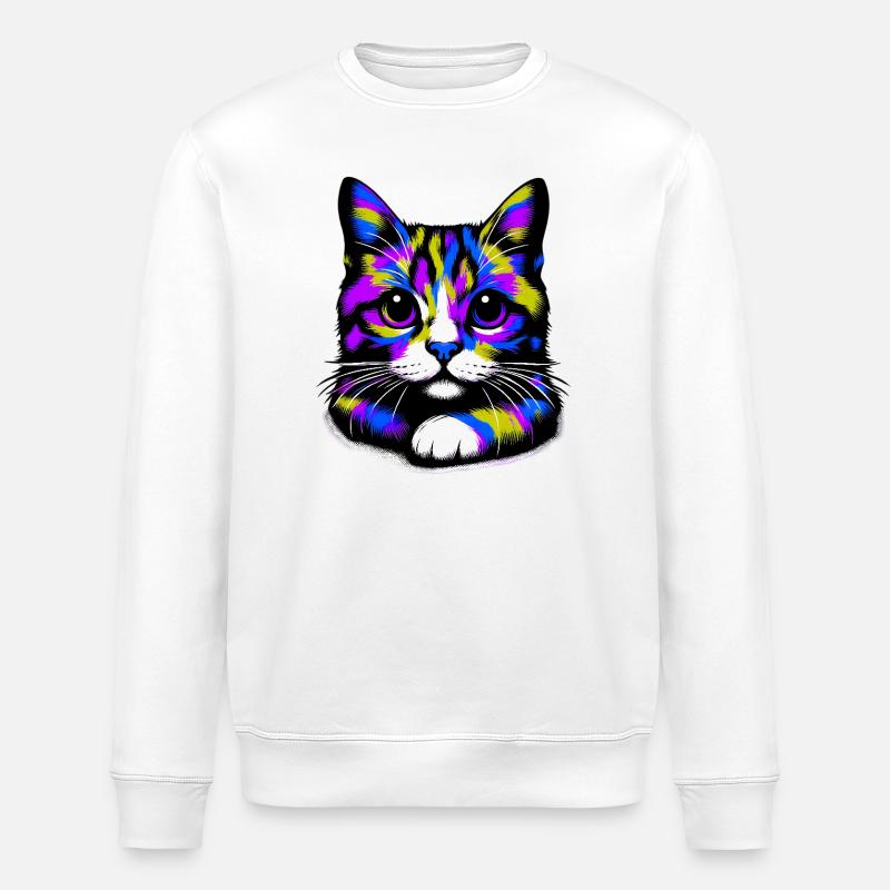 Katze - Stanley/Stella Unisex Bio-Sweatshirt ROLLER - Weiß