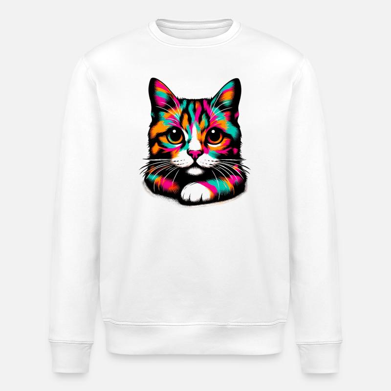 Katze - Stanley/Stella Unisex Bio-Sweatshirt ROLLER - Weiß