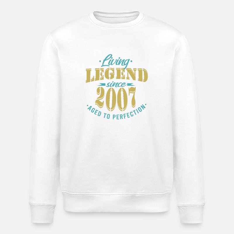 Birthday Legend 2007 Perfection - Sweat bio ROLLER Stanley/Stella Unisexe - blanc