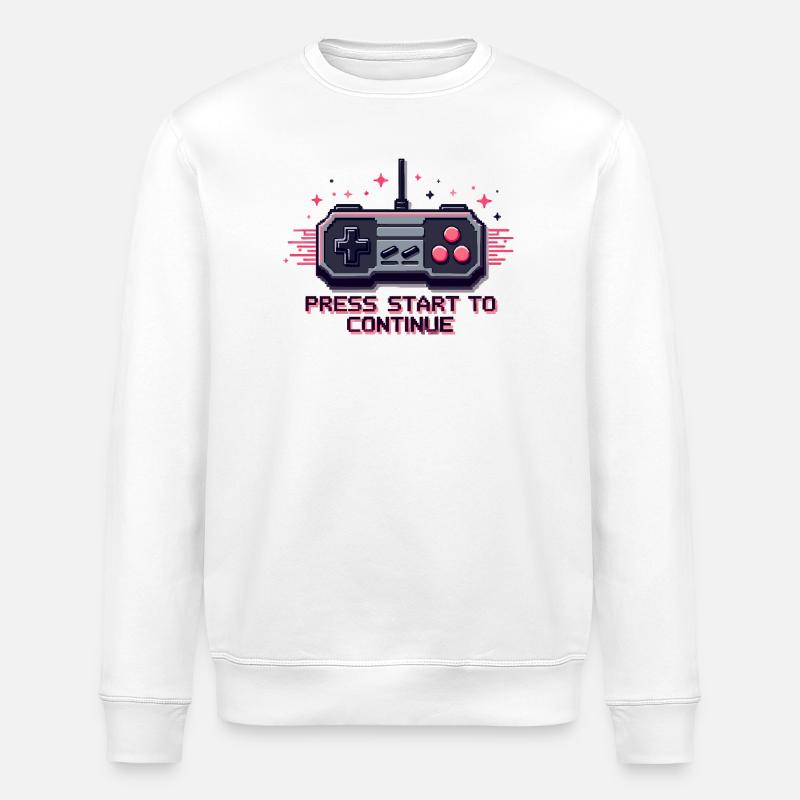 Press Start - Retro Gaming - Stanley/Stella Unisex Bio-Sweatshirt ROLLER - Weiß