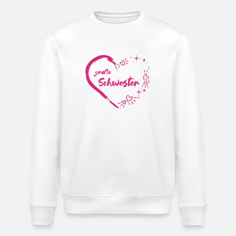 große Schwester rosa pink Herz - Stanley/Stella Unisex Bio-Sweatshirt ROLLER - Weiß
