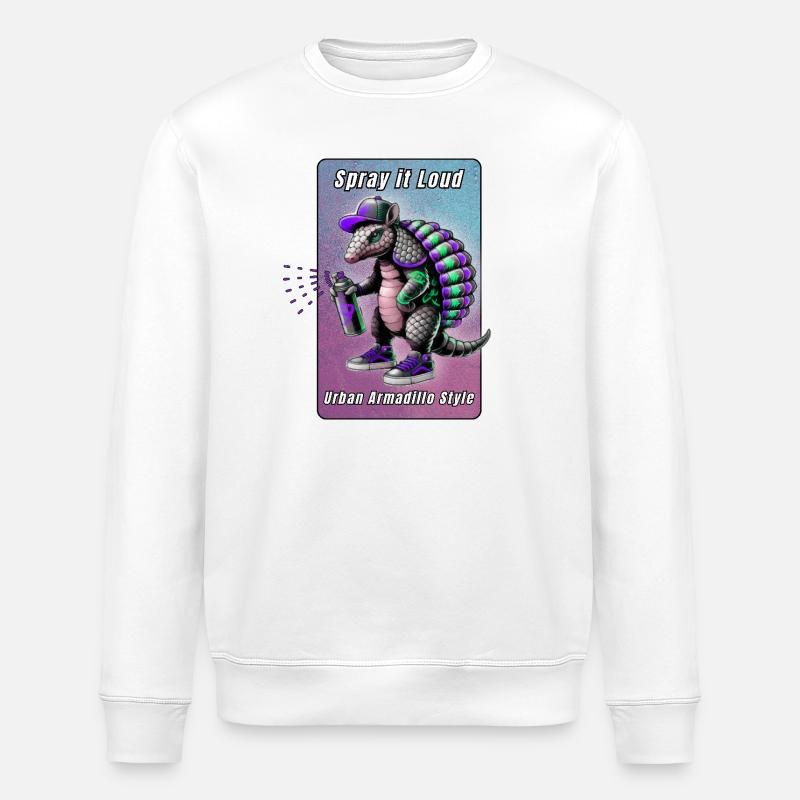 Spray it Loud – Urban Armadillo - Stanley/Stella ROLLER Unisex Organic Sweatshirt - white