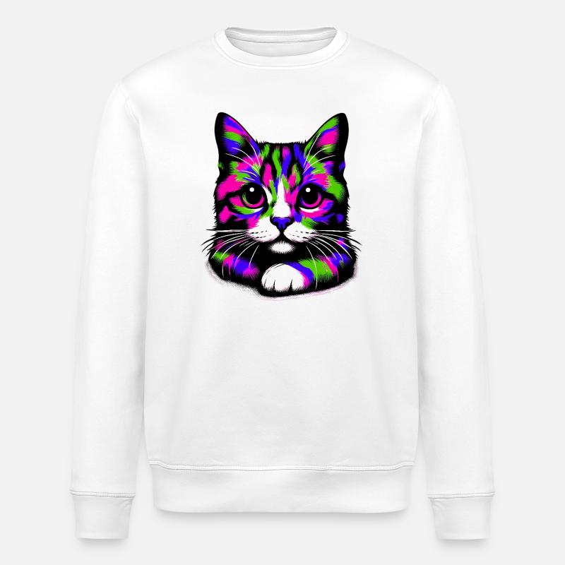 Cat - Stanley/Stella ROLLER Unisex Organic Sweatshirt - white