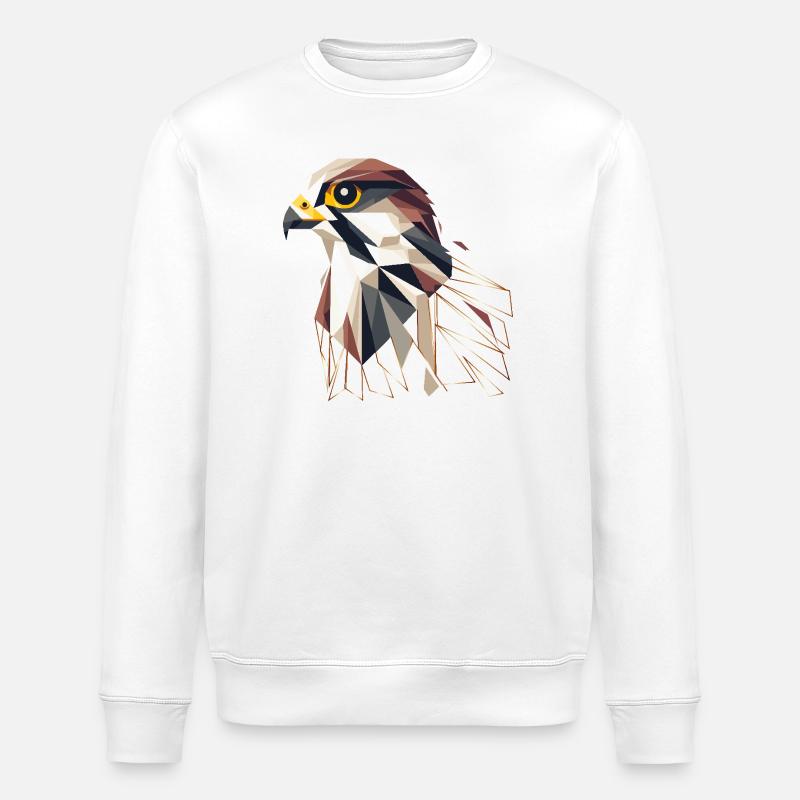 Faucon géométrique – élégance et précision - Sweat bio ROLLER Stanley/Stella Unisexe - blanc