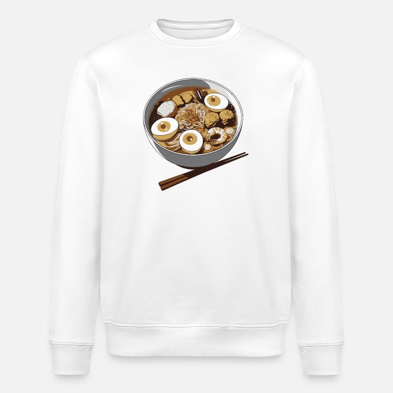 Ramen Eggs Bowl Illustration - Stanley/Stella ROLLER Unisex Organic Sweatshirt - white