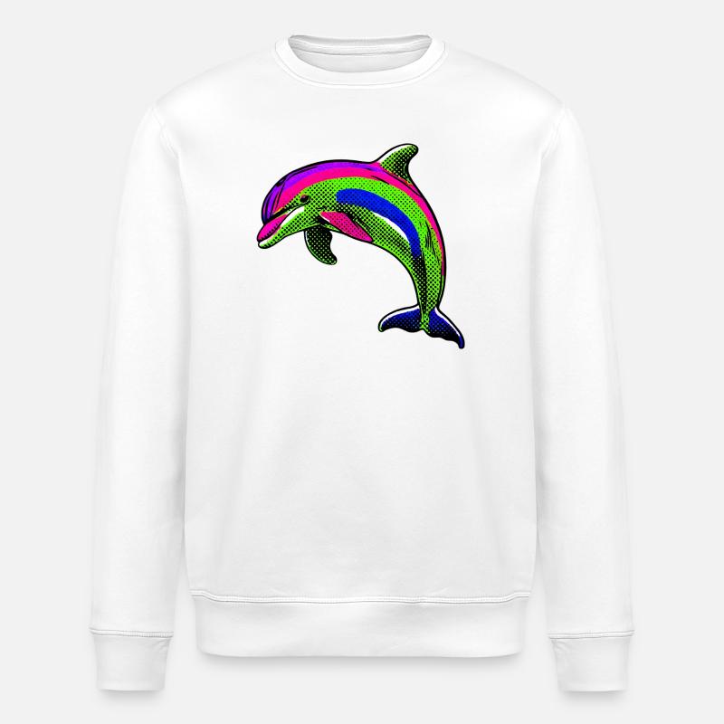 Dolphin - Stanley/Stella ROLLER Unisex Organic Sweatshirt - white