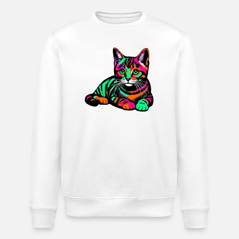 Cat - Stanley/Stella ROLLER Unisex Organic Sweatshirt - white