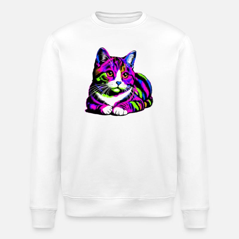 Katze - Stanley/Stella Unisex Bio-Sweatshirt ROLLER - Weiß