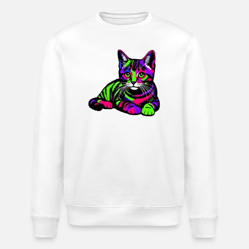 Katze - Stanley/Stella Unisex Bio-Sweatshirt ROLLER - Weiß