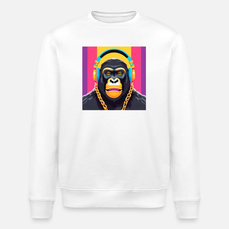Gorilla, Primat, Affe - Stanley/Stella Unisex Bio-Sweatshirt ROLLER - Weiß
