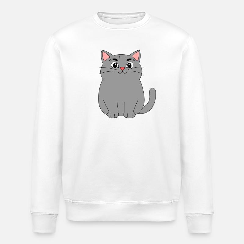 Graue Katze - Stanley/Stella Unisex Bio-Sweatshirt ROLLER - Weiß