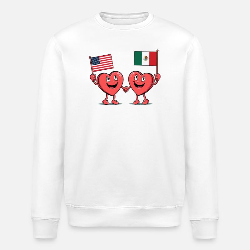 Cœurs d’Amérique et de Mexique - Sweat bio ROLLER Stanley/Stella Unisexe - blanc