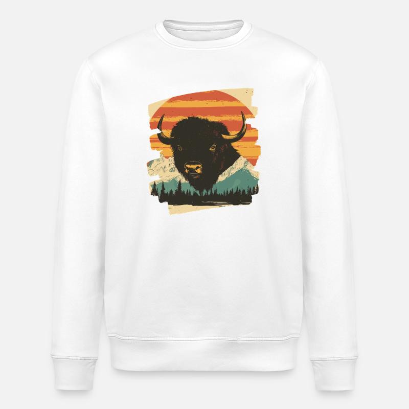 Bison Rétro - Sweat bio ROLLER Stanley/Stella Unisexe - blanc