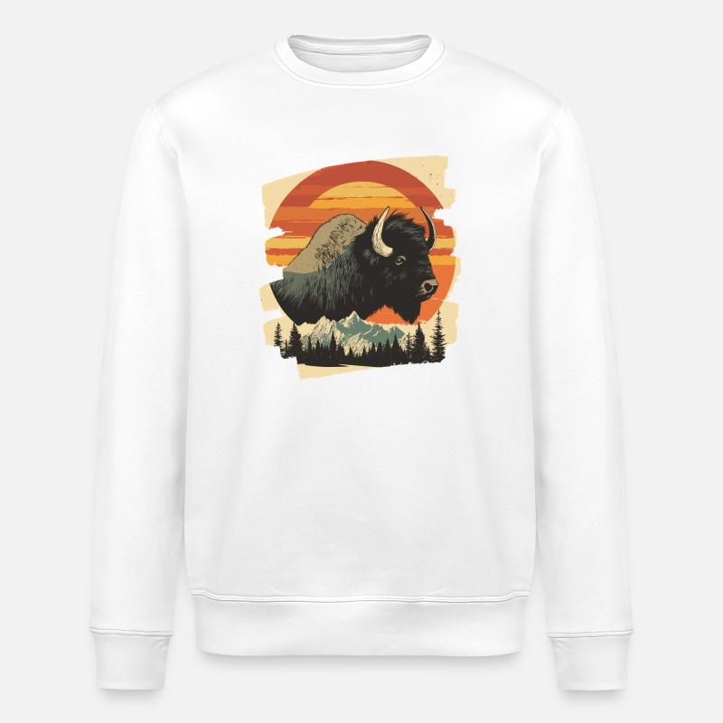 Bison Retro - Stanley/Stella Unisex Bio-Sweatshirt ROLLER - Weiß