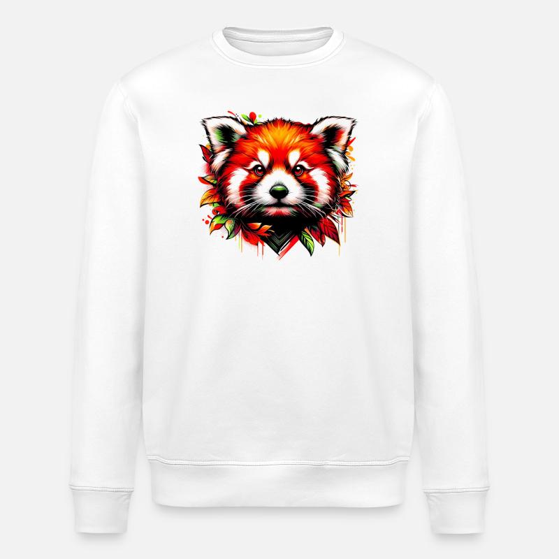 Red panda - Stanley/Stella ROLLER Unisex Organic Sweatshirt - white