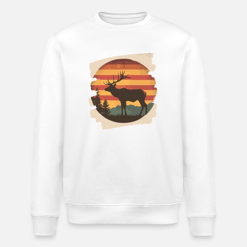 Elch Retro - Stanley/Stella Unisex Bio-Sweatshirt ROLLER - Weiß