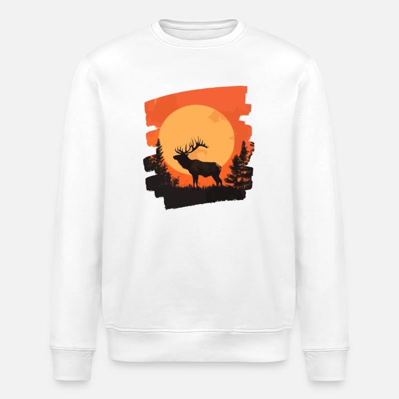 Moose Retro - Stanley/Stella ROLLER Unisex Organic Sweatshirt - white