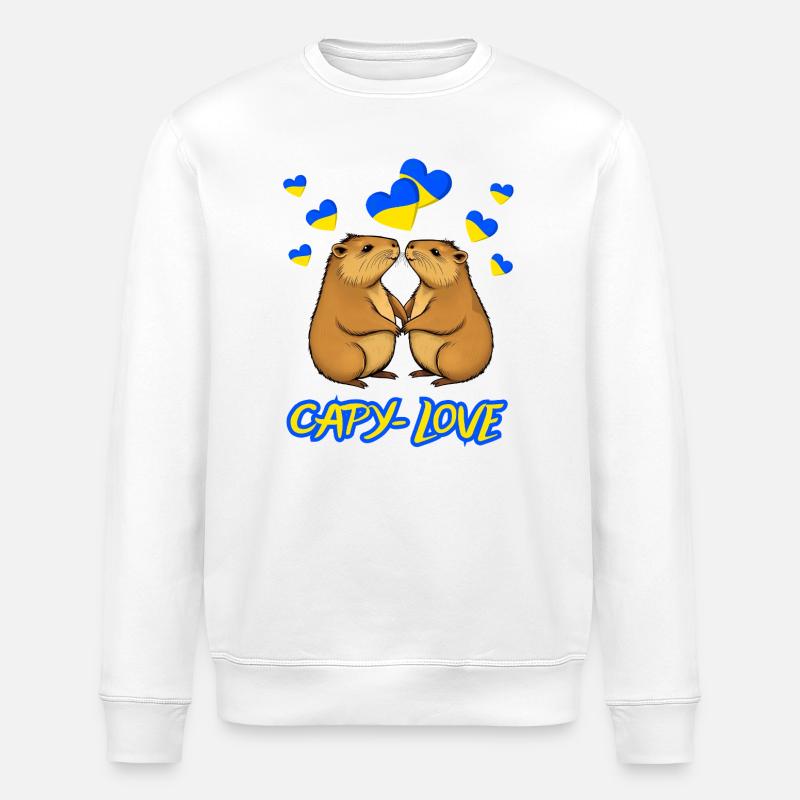Capy - Love, Capybara - Stanley/Stella Unisex Bio-Sweatshirt ROLLER - Weiß