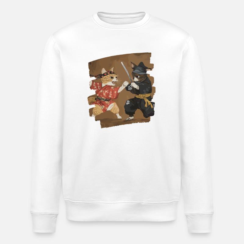 Japanischer Katzen Kampf - Stanley/Stella Unisex Bio-Sweatshirt ROLLER - Weiß