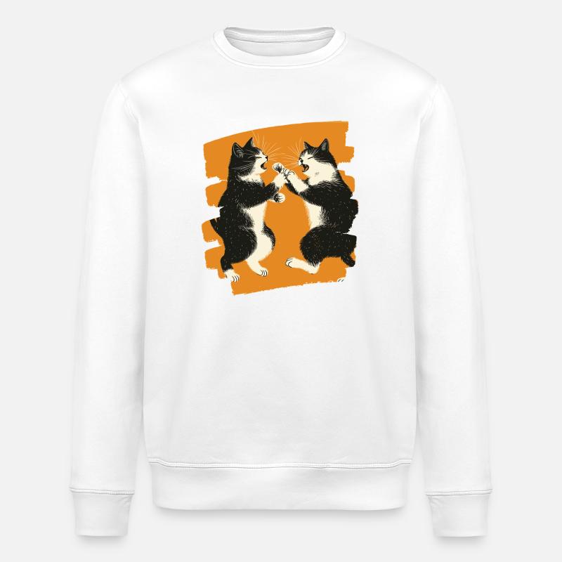 Combat de chats japonais - Sweat bio ROLLER Stanley/Stella Unisexe - blanc