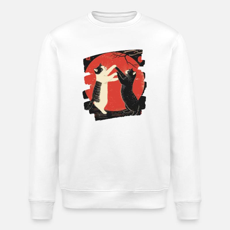 Japanischer Katzen Kampf - Stanley/Stella Unisex Bio-Sweatshirt ROLLER - Weiß
