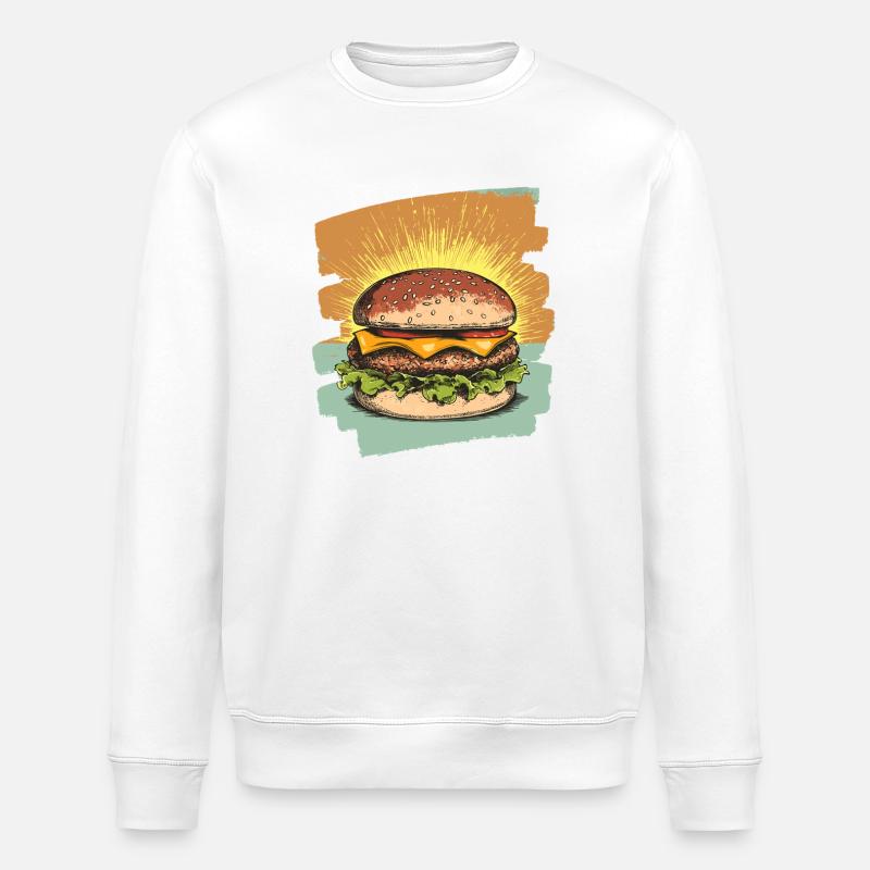 Burger Retro - Stanley/Stella ROLLER Unisex Organic Sweatshirt - white