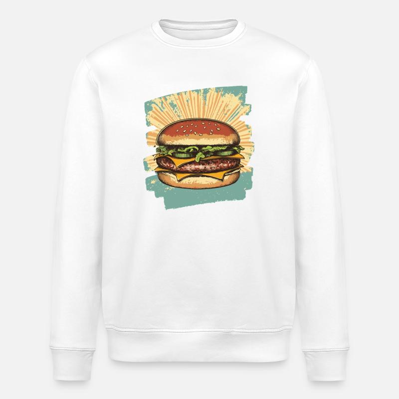 Burger Retro - Stanley/Stella ROLLER Unisex Organic Sweatshirt - white