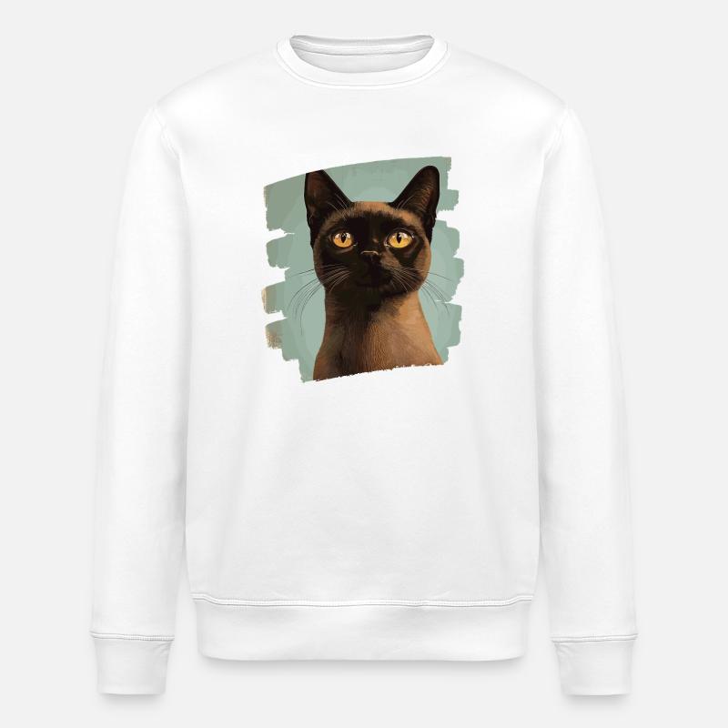 Burmese Burma Katze Retro - Stanley/Stella Unisex Bio-Sweatshirt ROLLER - Weiß