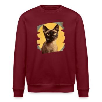 Burmese Burma Katze Retro - Stanley/Stella Unisex Bio-Sweatshirt ROLLER - Weiß - Vorne - Nik (191cm)