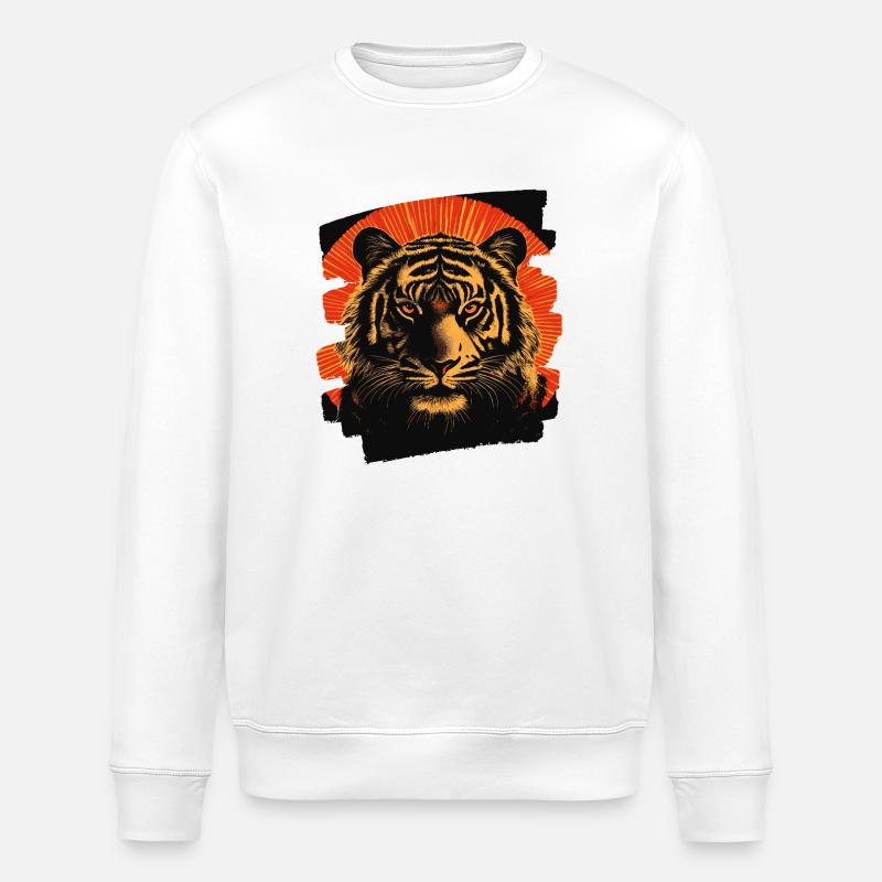 Tiger Retro - Stanley/Stella Unisex Bio-Sweatshirt ROLLER - Weiß