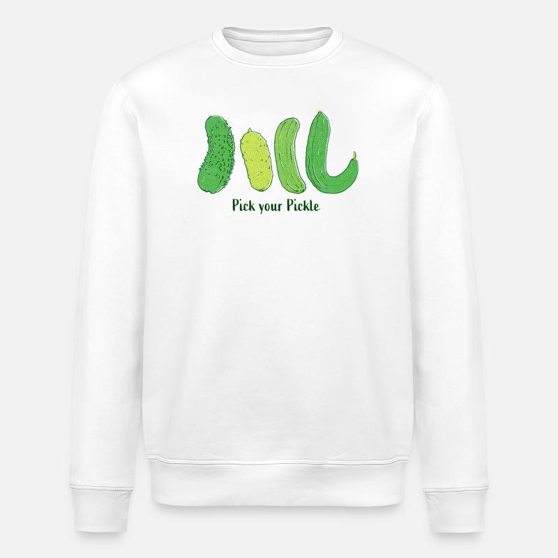 Pick Your Pickle: Green Cucumber Art - Stanley/Stella ROLLER Unisex Organic Sweatshirt - white