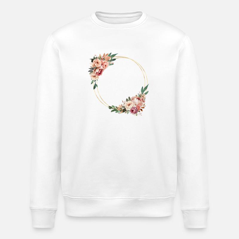 Rustic flower wreath, customizable - Stanley/Stella ROLLER Unisex Organic Sweatshirt - white