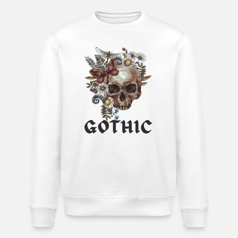 Gothic Black Edition Skull - Stanley/Stella ROLLER Unisex Organic Sweatshirt - white