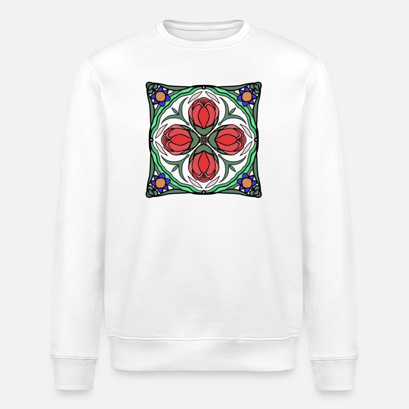 Art Déco Blüten Mandala - Stanley/Stella Unisex Bio-Sweatshirt ROLLER - Weiß