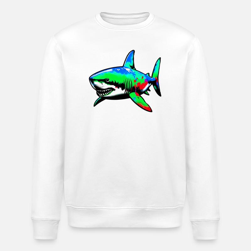 Shark - Stanley/Stella ROLLER Unisex Organic Sweatshirt - white