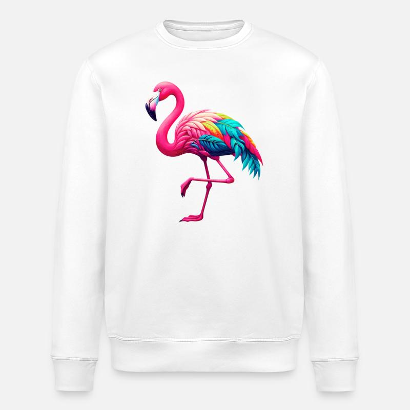 Flamingo - Stanley/Stella ROLLER Unisex Organic Sweatshirt - white