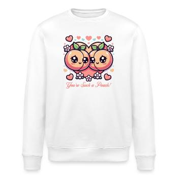 Sweet Peach Design - Vous êtes une telle pêche ! - Sweat bio ROLLER Stanley/Stella Unisexe - blanc - Devant - Nik (191cm)