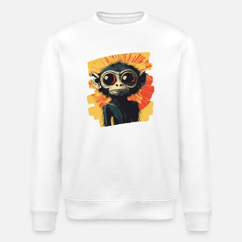 Spinnenaffe Retro - Stanley/Stella Unisex Bio-Sweatshirt ROLLER - Weiß