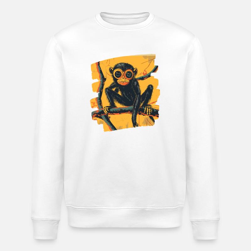 Spinnenaffe Retro - Stanley/Stella Unisex Bio-Sweatshirt ROLLER - Weiß