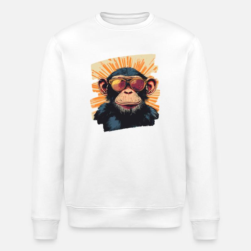Monkey Retro - Stanley/Stella ROLLER Unisex Organic Sweatshirt - white