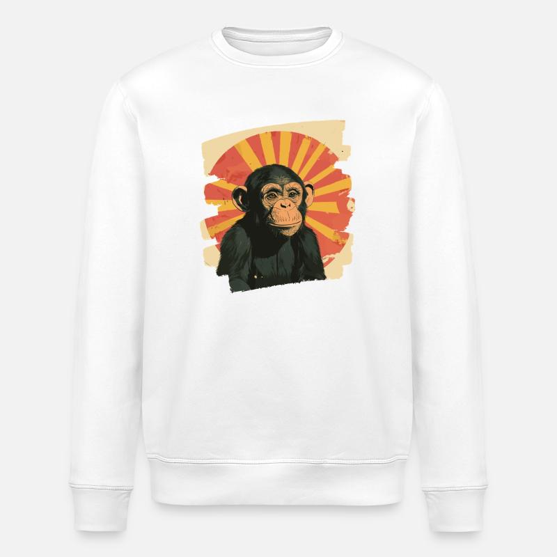 Monkey Retro - Stanley/Stella ROLLER Unisex Organic Sweatshirt - white