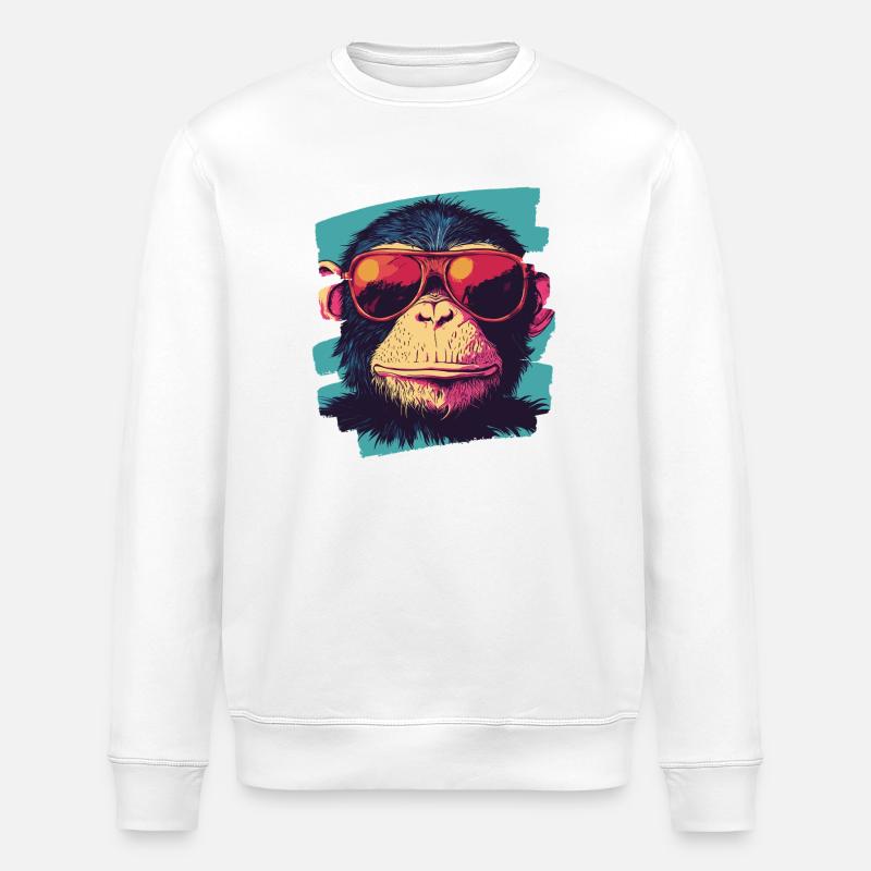 Affe Retro - Stanley/Stella Unisex Bio-Sweatshirt ROLLER - Weiß