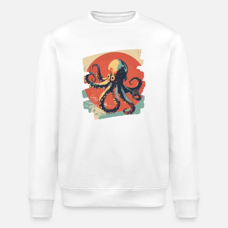 Octopus Octopus Retro - Stanley/Stella ROLLER Unisex Organic Sweatshirt - white