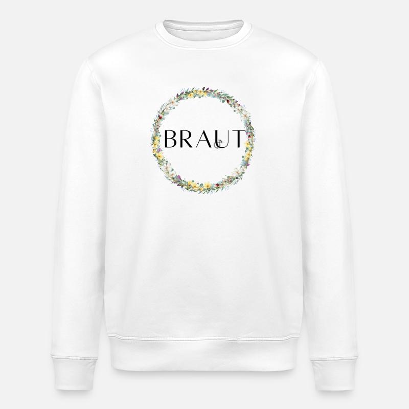 Team Bride ! Flower wreath customizable - Stanley/Stella ROLLER Unisex Organic Sweatshirt - white