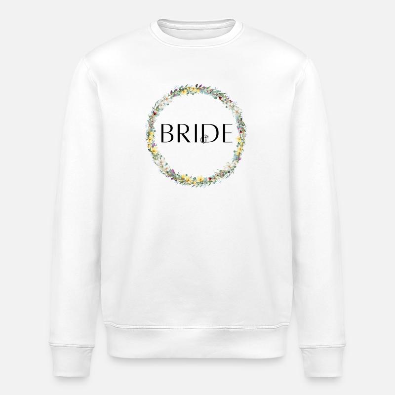 Team Bride ! Blumenkranz Personalisierbar - Stanley/Stella Unisex Bio-Sweatshirt ROLLER - Weiß