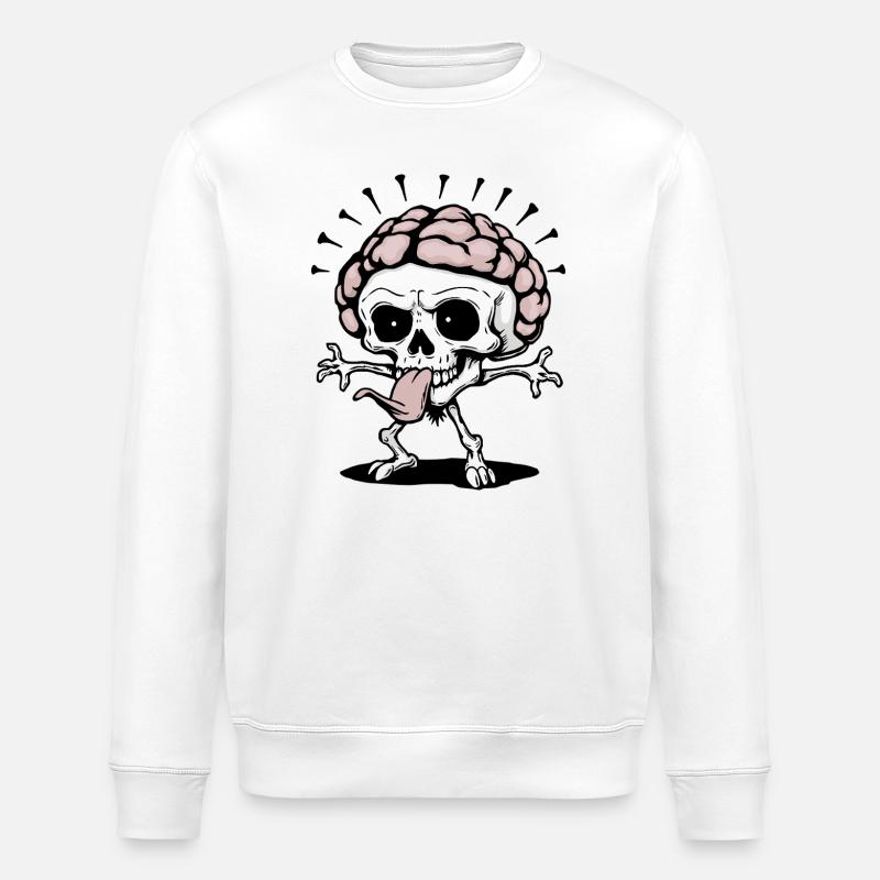 Skull Brain - Stanley/Stella ROLLER Unisex Organic Sweatshirt - white