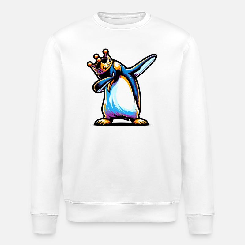 Dabbing King Penguin - Stanley/Stella ROLLER Unisex Organic Sweatshirt - white
