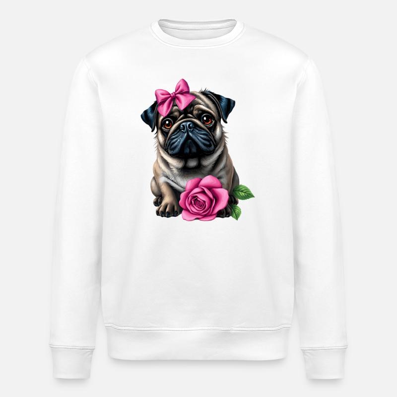 Mops Hund - Stanley/Stella Unisex Bio-Sweatshirt ROLLER - Weiß