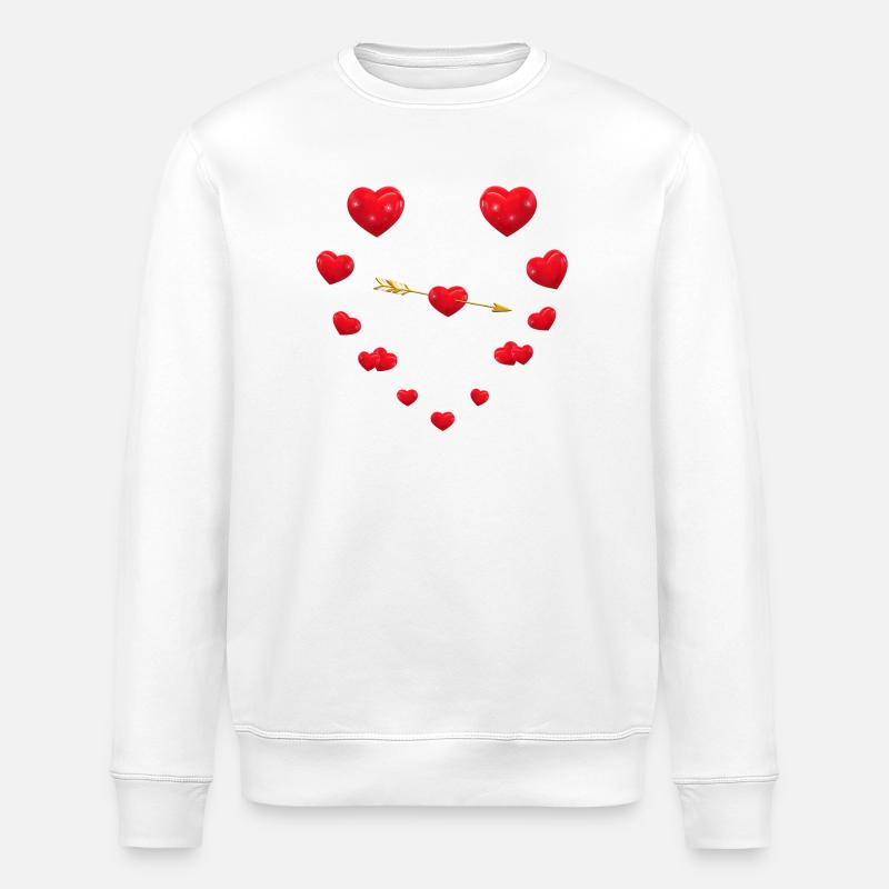 Conception de coeur aimant avec flèche - Sweat bio ROLLER Stanley/Stella Unisexe - blanc