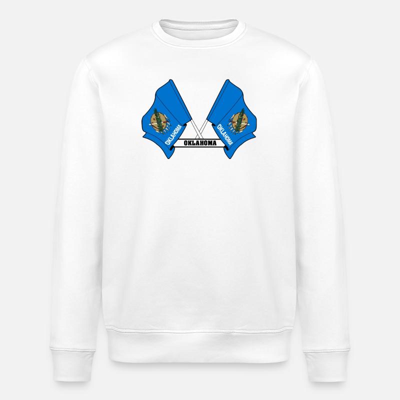 Deux drapeaux texte OKLAHOMA - Sweat bio ROLLER Stanley/Stella Unisexe - blanc